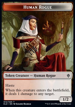 Human Rogue Token (Red and White 1/2) - Throne of Eldraine: Extras (Token) [XELD-T12] - JotaCards - Tu Tienda de TCG