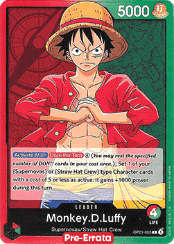 Monkey.D.Luffy (OP01-003) (V.1) - Romance Dawn (Pre-Errata) (Leader) [OP01E-003] - JotaCards - Tu Tienda de TCG
