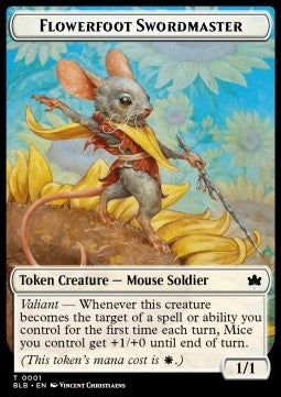 Flowerfoot Swordmaster Token (White 1/1) - Bloomburrow: Tokens (Token) [TBLB-T01]