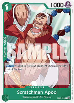 Scratchmen Apoo (EB01-015) - Starter Deck: Green Jewelry Bonney (Rare) [ST-24-EB01-015] - JotaCards - Tu Tienda de TCG