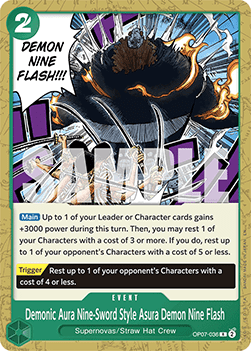 Demonic Aura Nine-Sword Style Asura Demon Nine Flash (OP07-036) - Starter Deck: Green Jewelry Bonney (Rare) [ST-24-OP07-036] - JotaCards - Tu Tienda de TCG