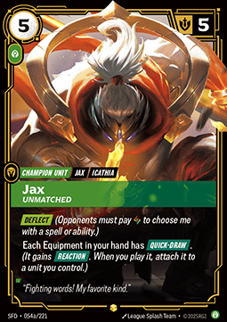 Jax, Unmatched (V.2 - Showcase) - Spiritforged (Showcase) [SFD-054a] - JotaCards - Tu Tienda de TCG